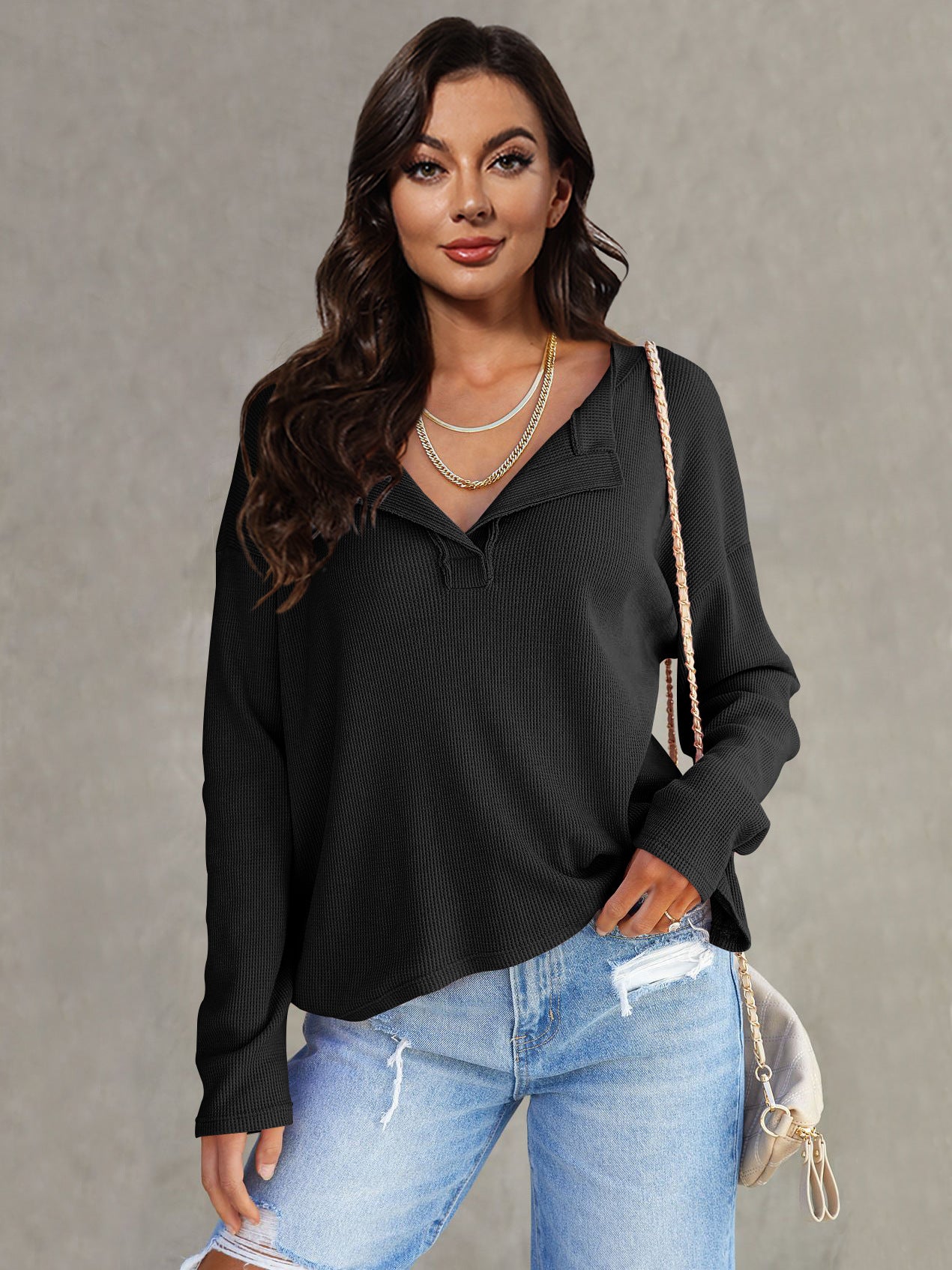 1722219025515286528 Women's Fashionable Casual All-match V-neck Long-sleeved Top - Image 10