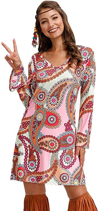 Hippie Clothing Print Dress Women 2406090606370327500