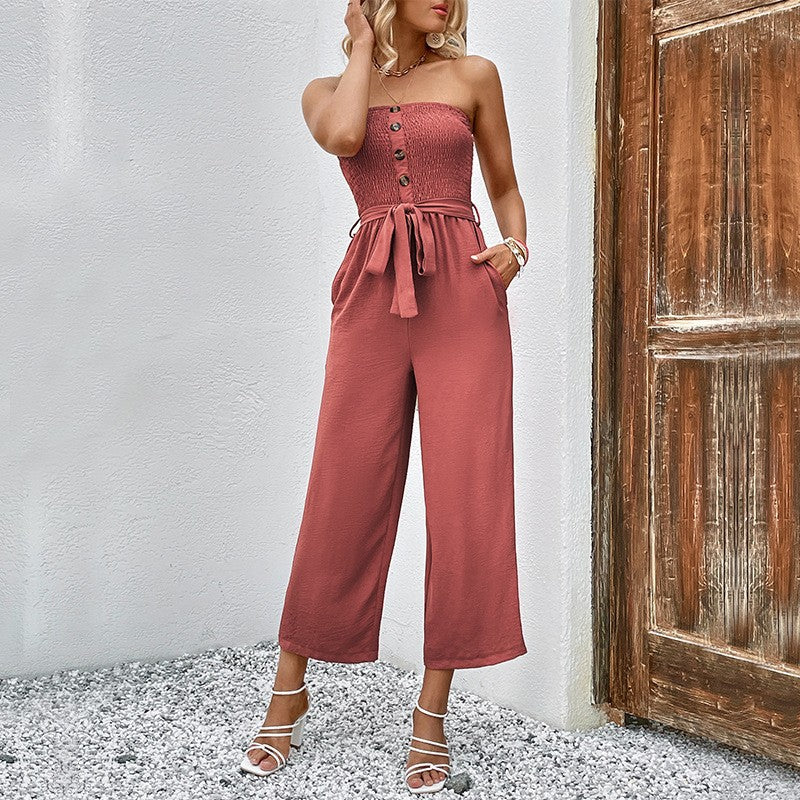 O1CN01AjtnjX1w1B9RxNlNR__2200559976247-0-cib Women's Tube Top Leisure Commute Wide Leg Cropped Jumpsuit - Image 4